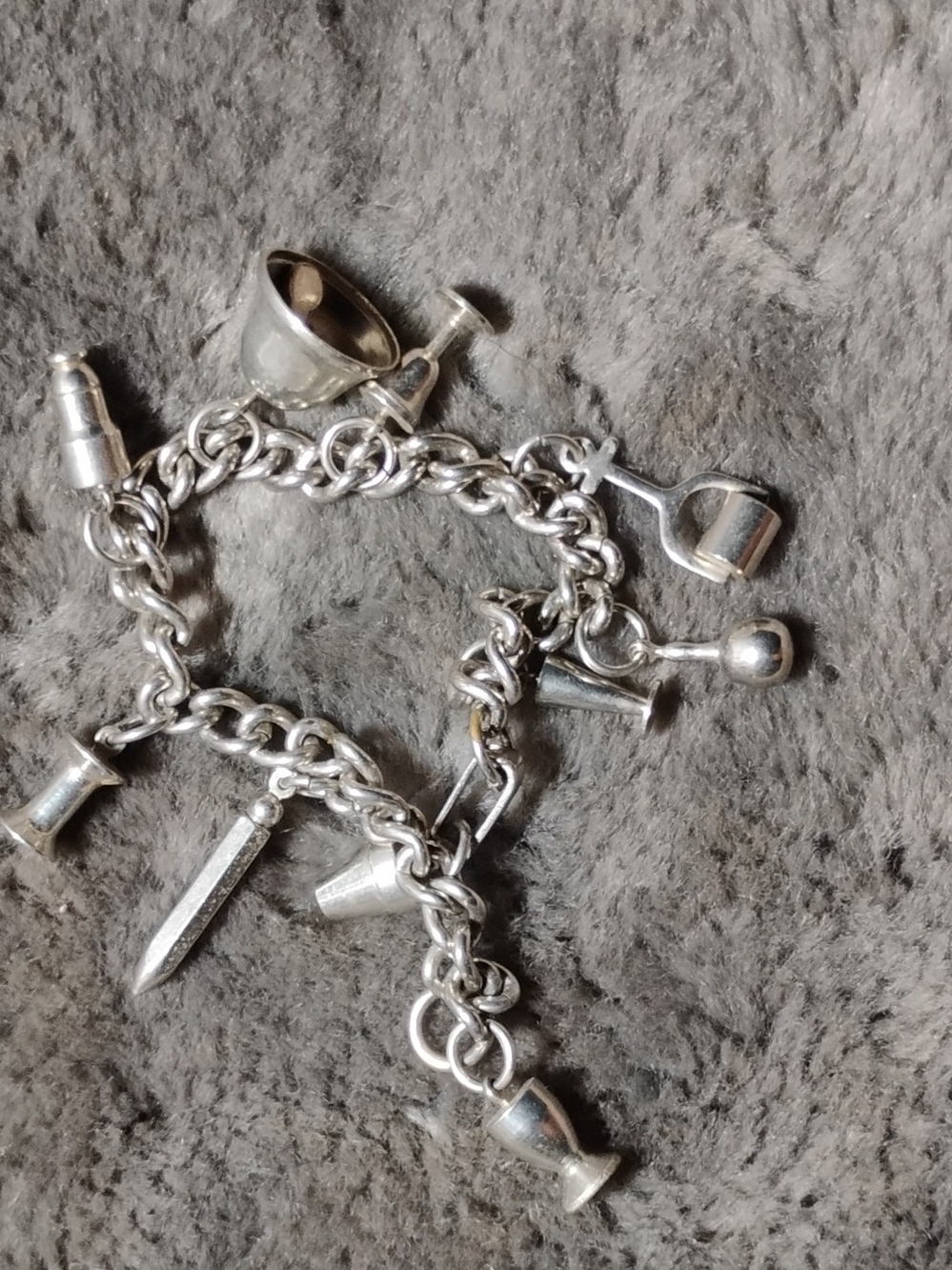 Silver Charm Bracelet with Mini Cup & Tool Charms
